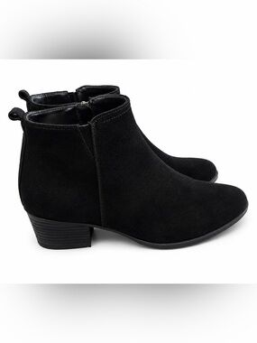 Classic Black Suede Ankle Booties with Side Zip